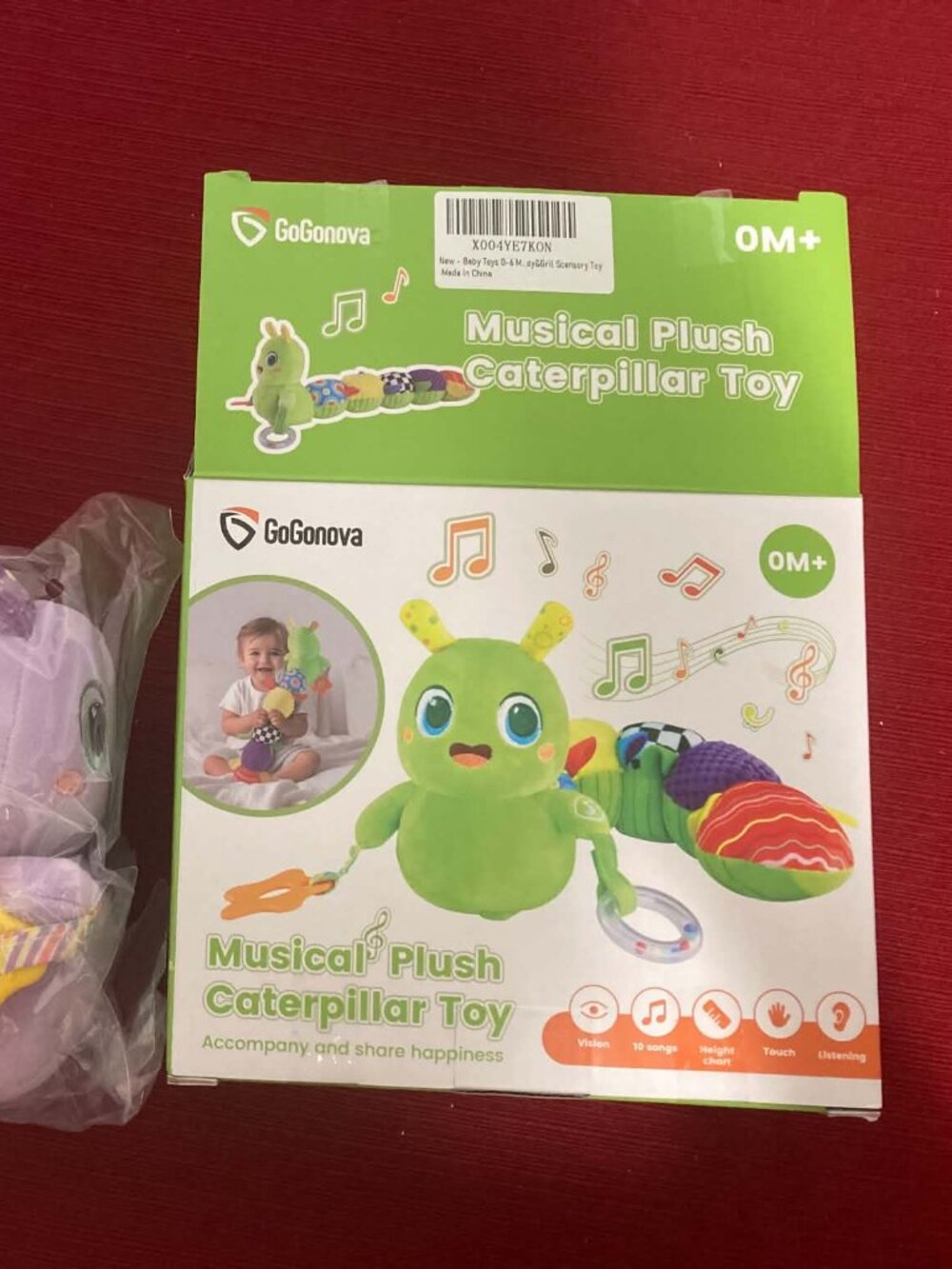 BNIB GoGonova Purple Baby Sensory Caterpillar 0-12 Months Plush Activity Toy
